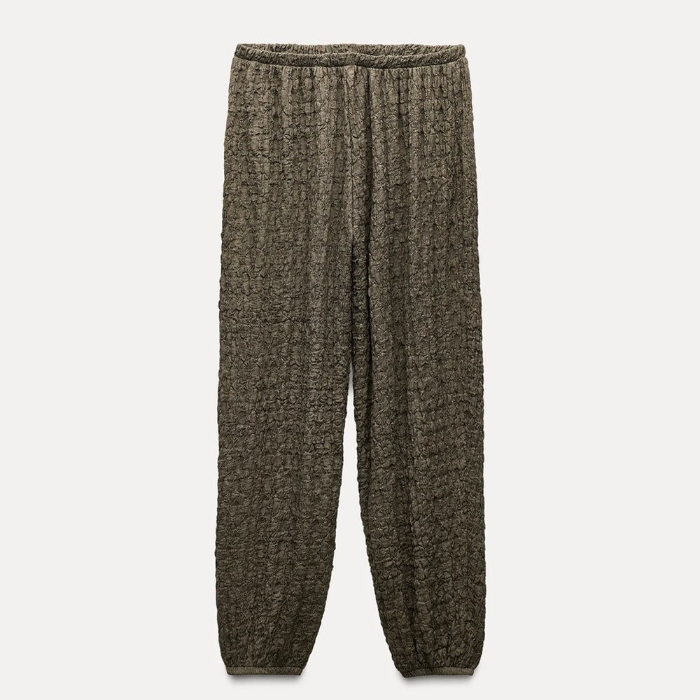 Textured Olive Green Pants Zara Vacation Summer